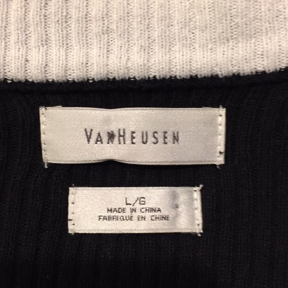 Van Heusen Black Cardigan Sweater Diamond Stitch Front Large - Picture 3 of 4